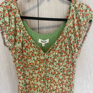 Ro & Zo Green Floral Button-Front Dress